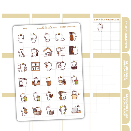 Eche Sampler #1 Stickers | Eche Character Planner Stickers | E40