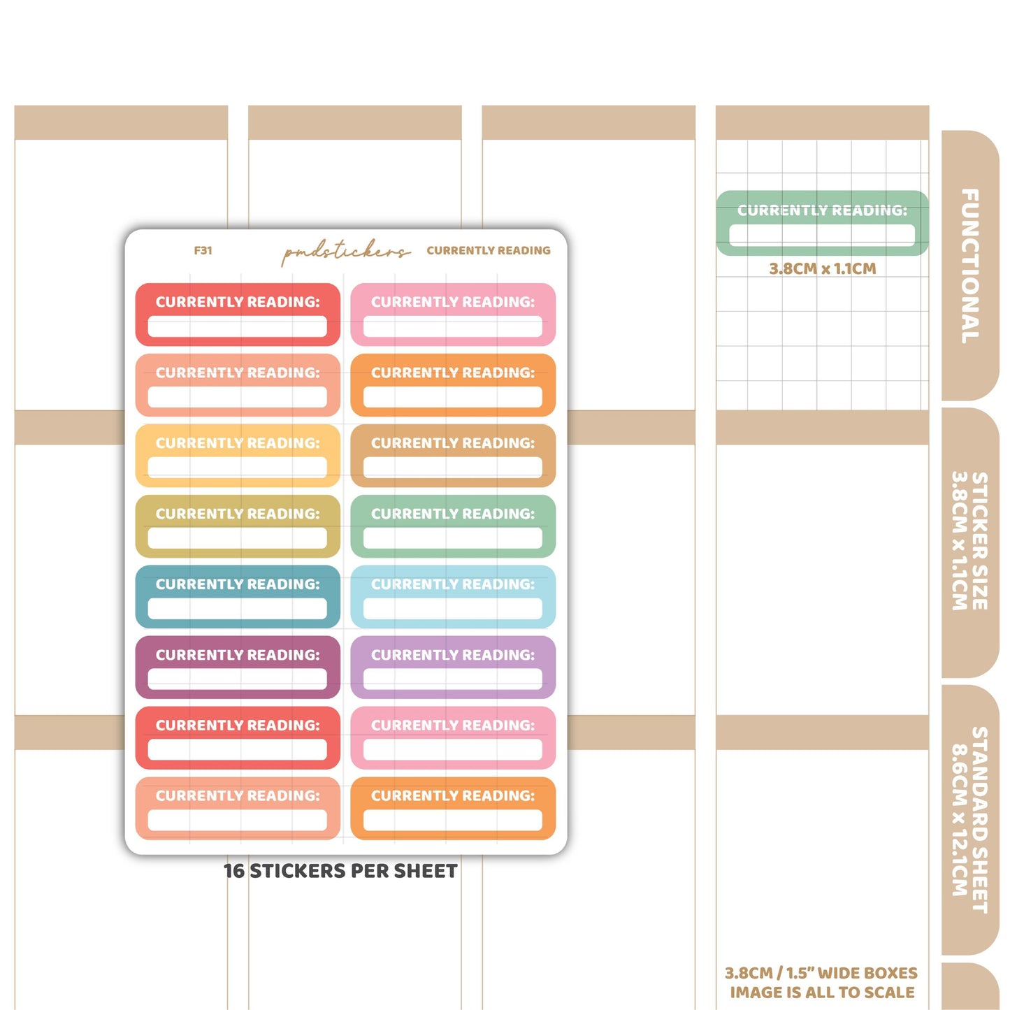 Currently Reading Box Stickers | Functional Planner Stickers | F31