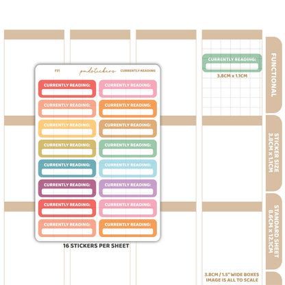Currently Reading Box Stickers | Functional Planner Stickers | F31