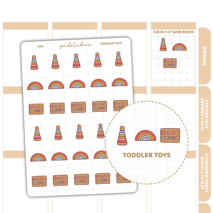Toddler Toys Stickers | Drawn Planner Stickers | D06