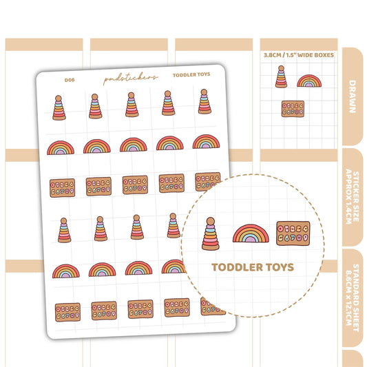 Toddler Toys Stickers | Drawn Planner Stickers | D06