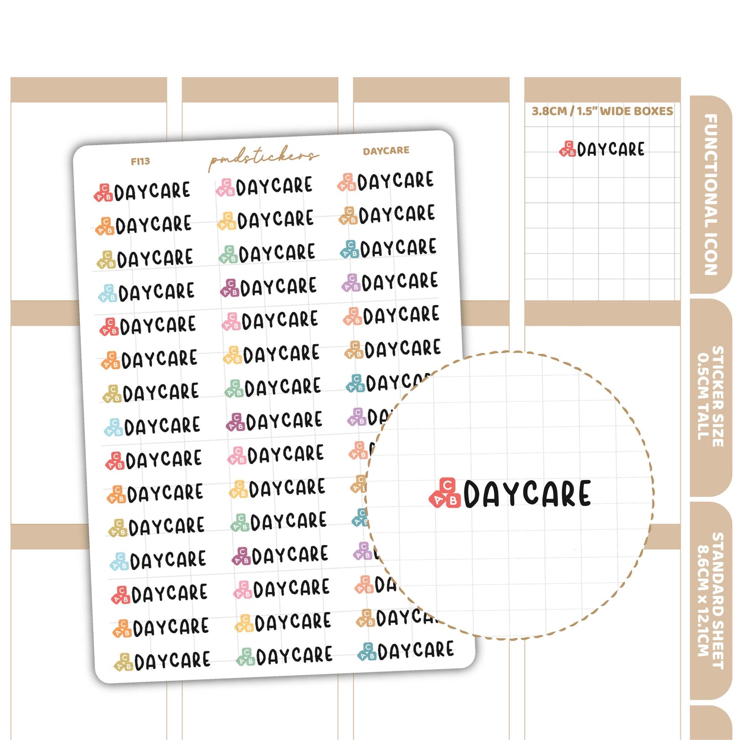 Daycare Stickers | Functional Icon Planner Stickers | FI13