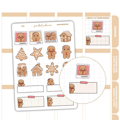 Christmas Gingerbread Stickers | Drawn Planner Stickers | D56