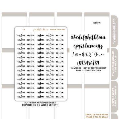 Custom Tiny Script Word Stickers | Custom Minimal Planner Stickers | C14