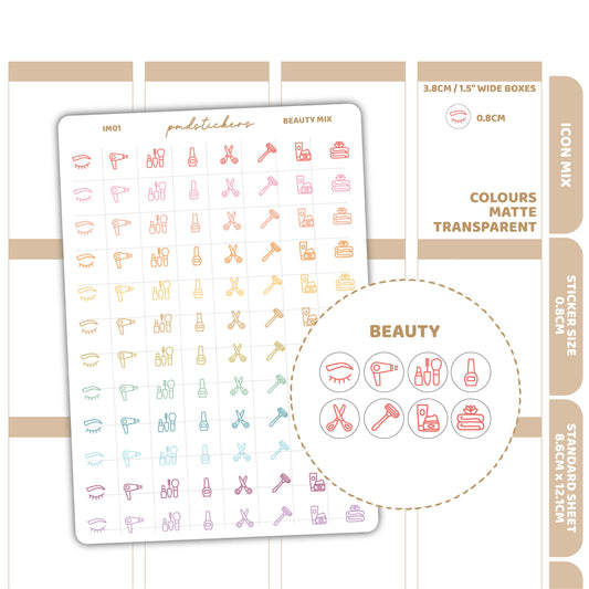 Beauty Mix Mini Icon Dot Stickers | Planner Stickers | IM01