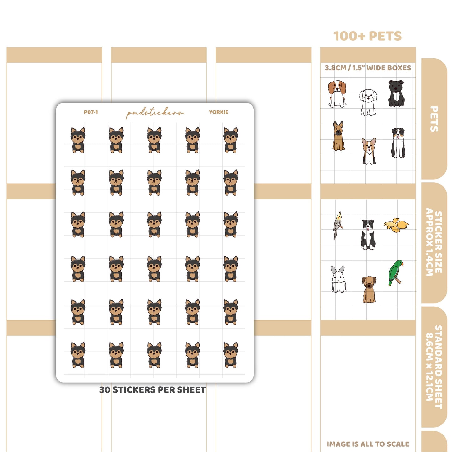 Pet Stickers | 100+ Pet Options | Custom Pet Planner Stickers | PET