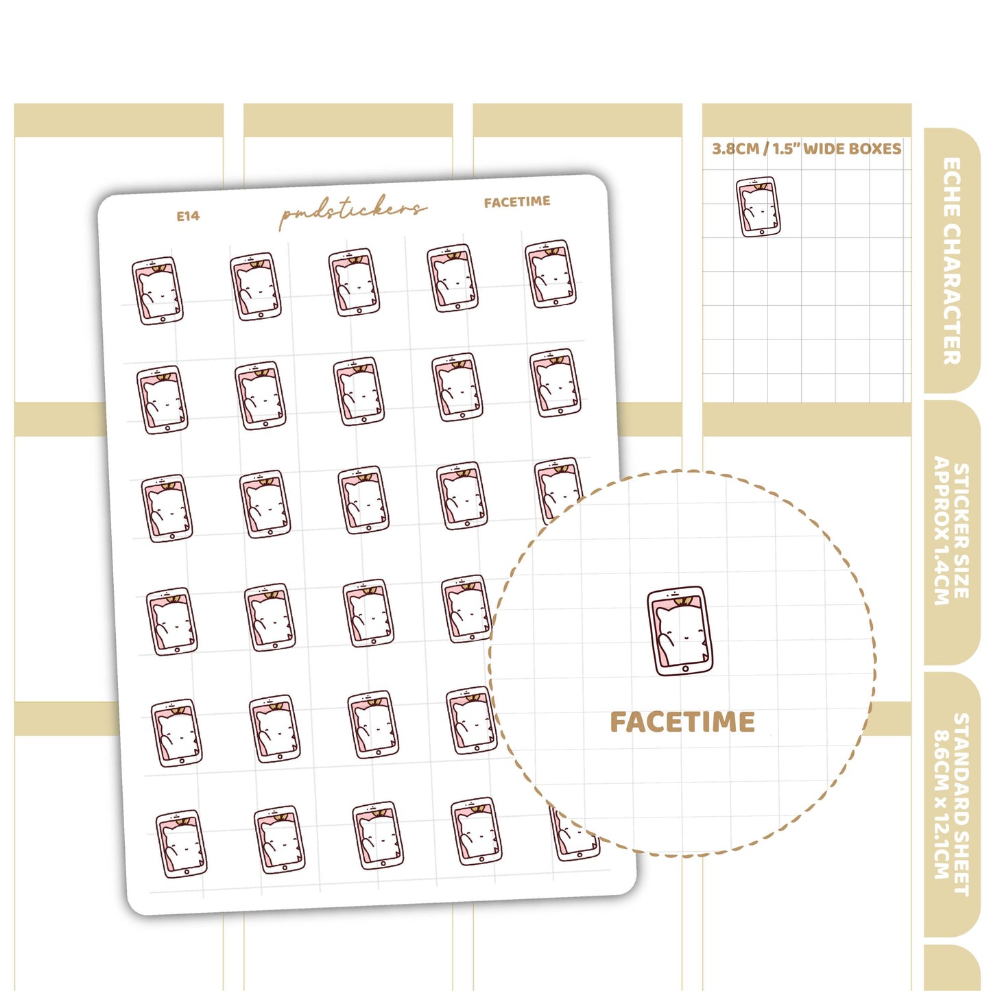 FaceTime Stickers | Eche Character Planner Stickers | E14