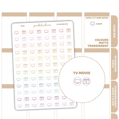 Tv/Movie Mix Icon Dot Stickers | Planner Stickers | IM20