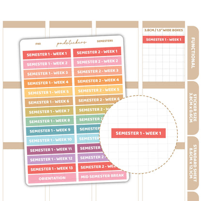 Semester Header Stickers | Functional Planner Stickers | F40