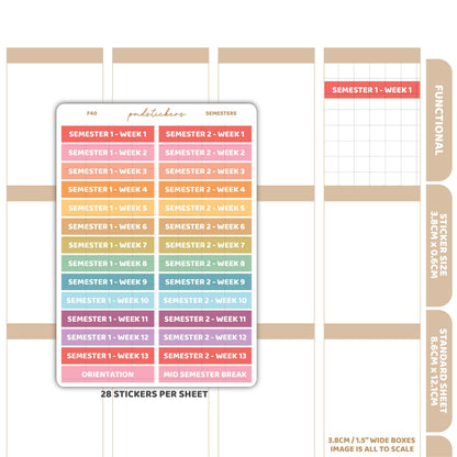 Semester Header Stickers | Functional Planner Stickers | F40