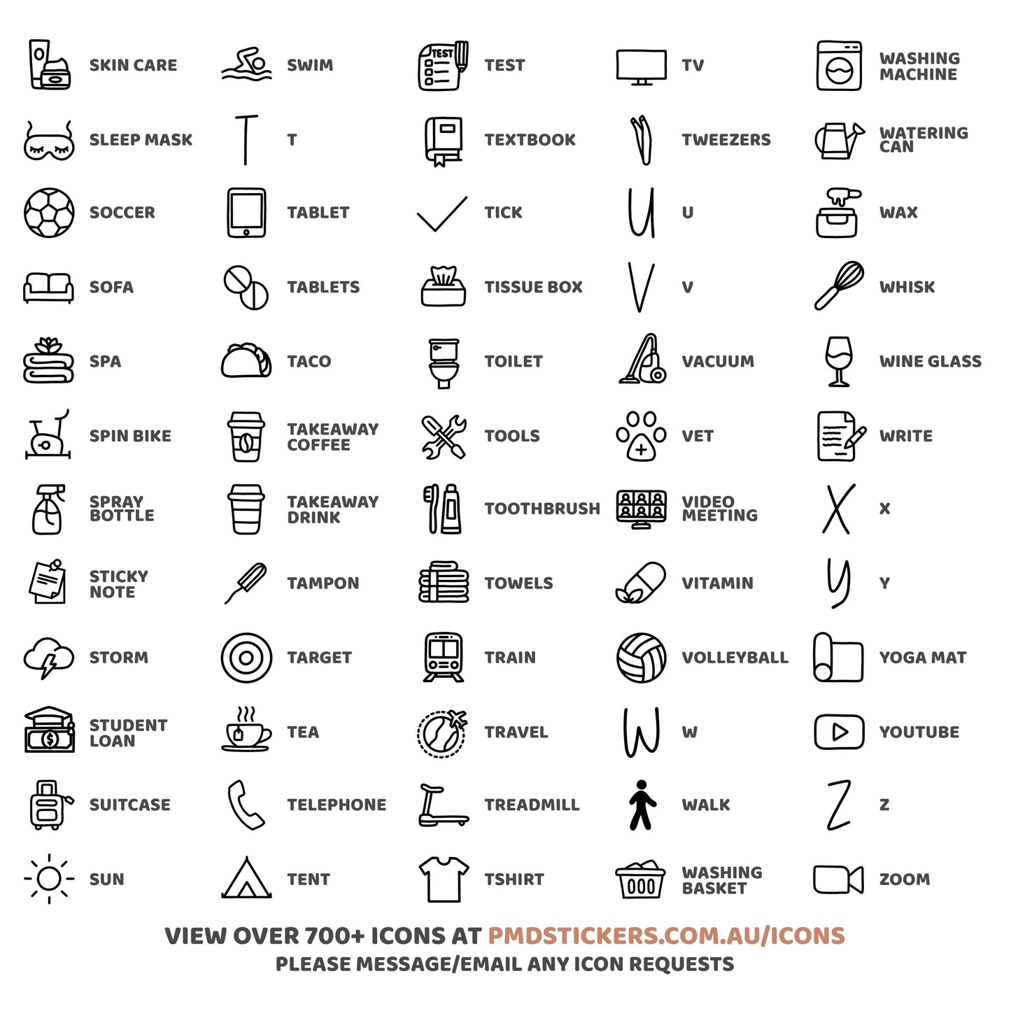 Dashed Icon Box Stickers | Minimal Planner Stickers | M05