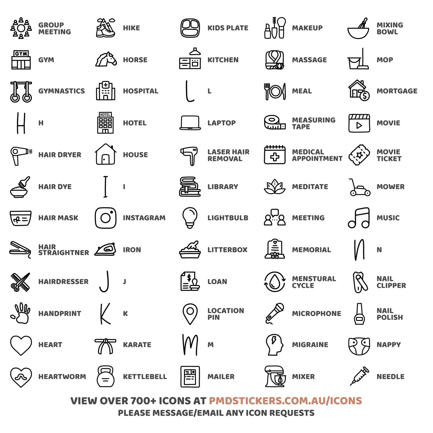 Dashed Icon Box Stickers | Minimal Planner Stickers | M05