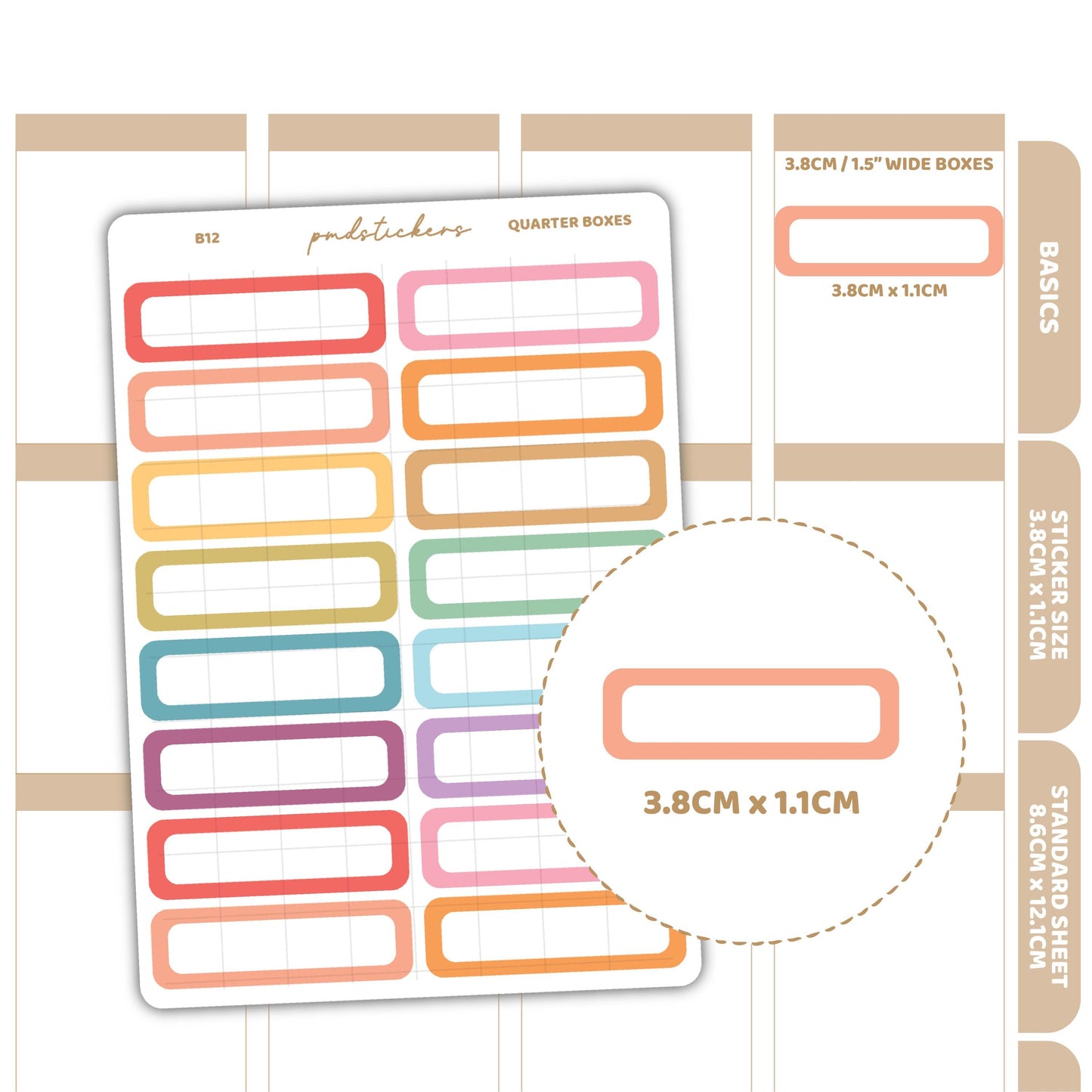 Quarter Box Stickers | Basic Planner Stickers | B12