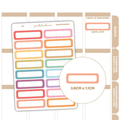 Quarter Box Stickers | Basic Planner Stickers | B12