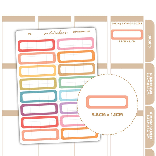 Quarter Box Stickers | Basic Planner Stickers | B12