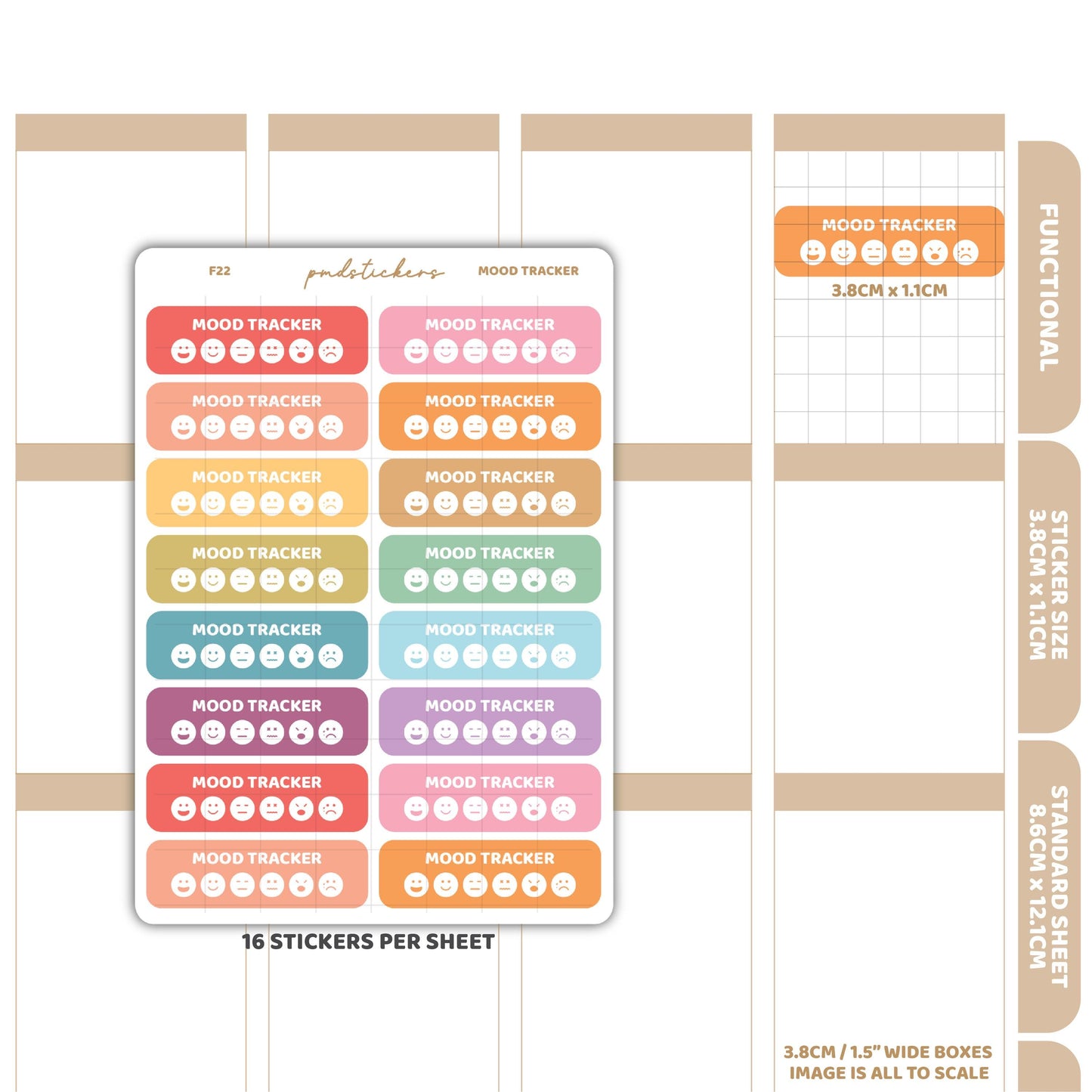 Mood Tracker Stickers | Functional Planner Stickers | F22