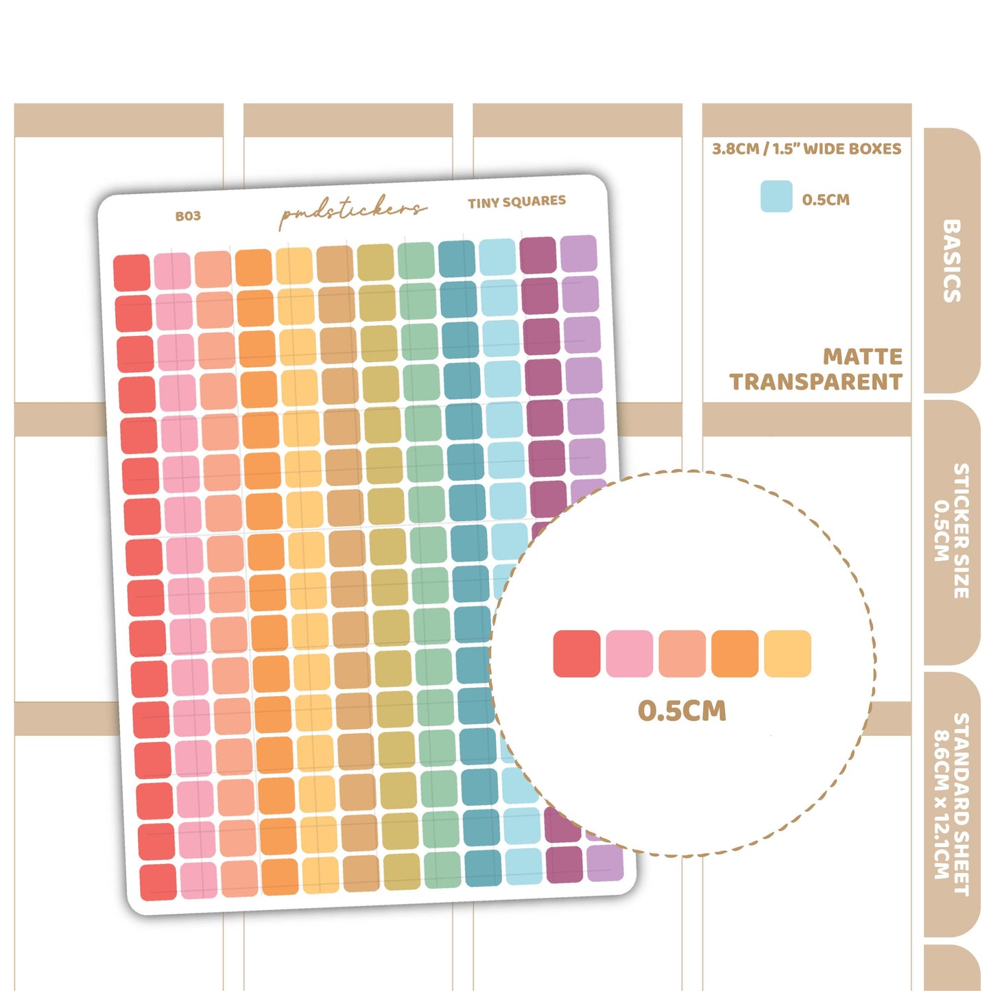 Tiny Square Stickers | Basic Planner Stickers | B03