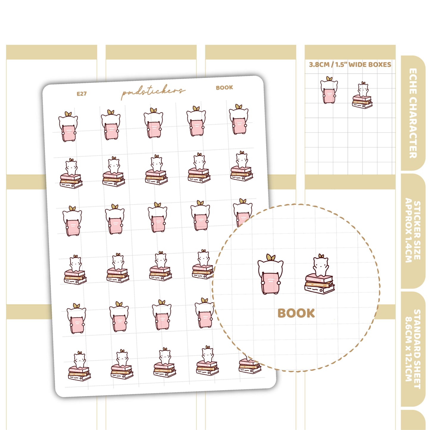 Book Stickers | Eche Character Planner Stickers | E27