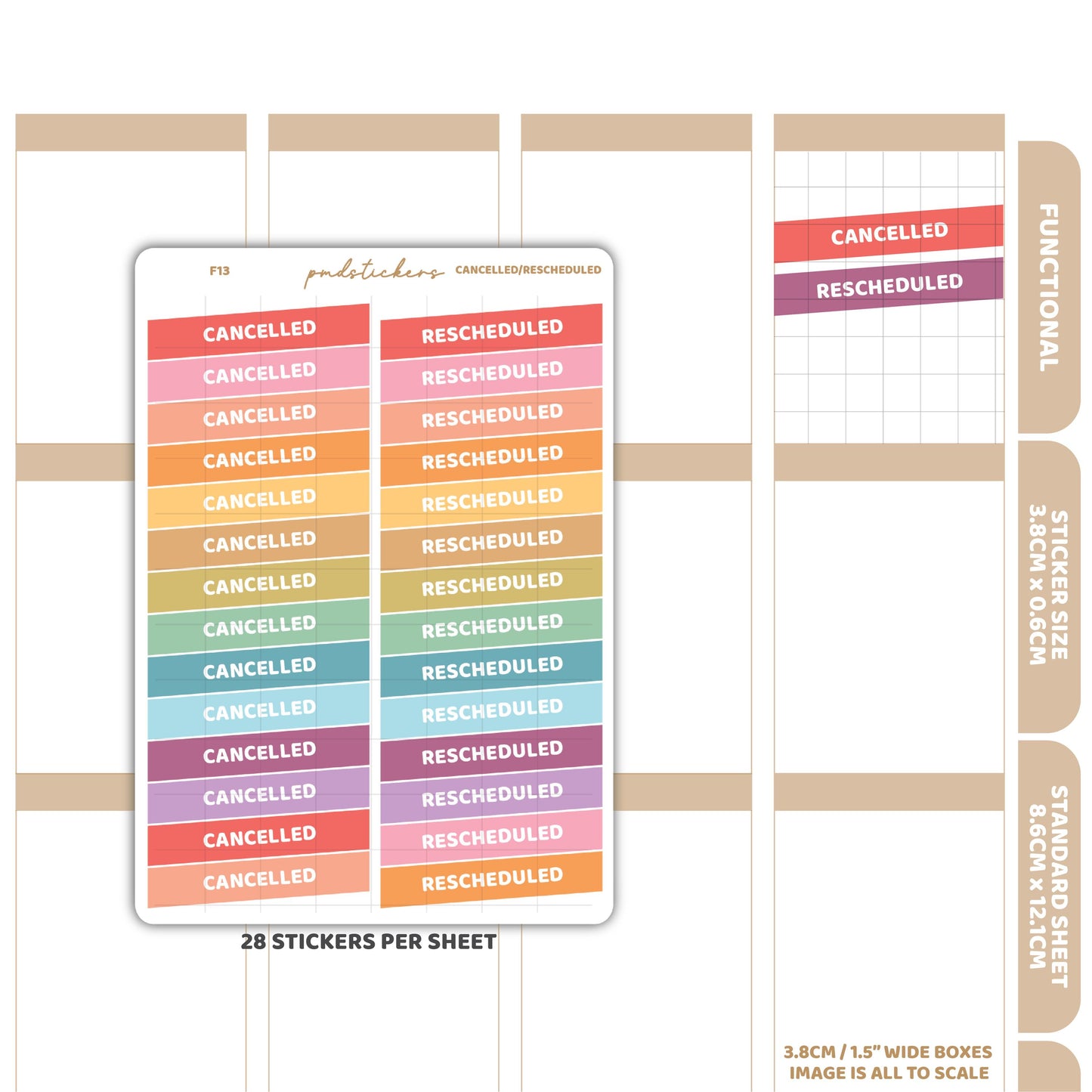 Cancelled/Rescheduled Stickers | Functional Planner Stickers | F13