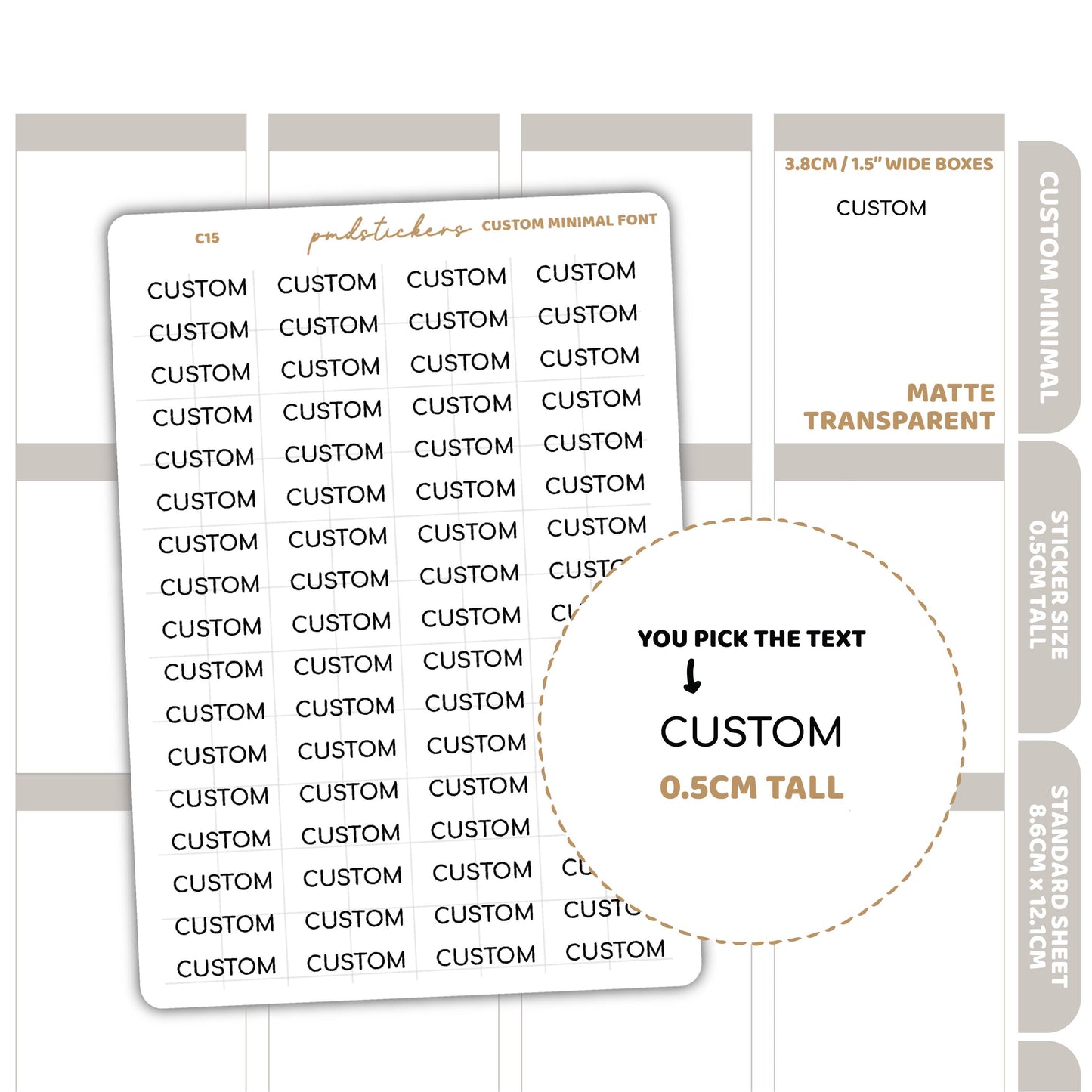 Custom Minimal Font Word Stickers | Custom Minimal Planner Stickers | C15