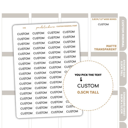 Custom Minimal Font Word Stickers | Custom Minimal Planner Stickers | C15