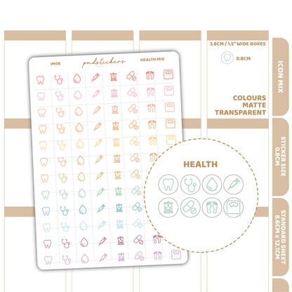 Health Mix Icon Dot Stickers | Planner Stickers | IM08