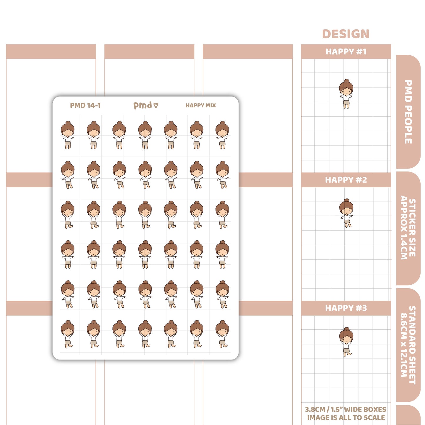 Happy Stickers | PMD People Planner Stickers | PMD14