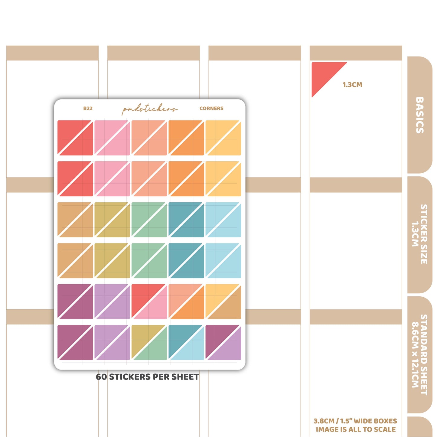 Corner Stickers | Basic Planner Stickers | B22
