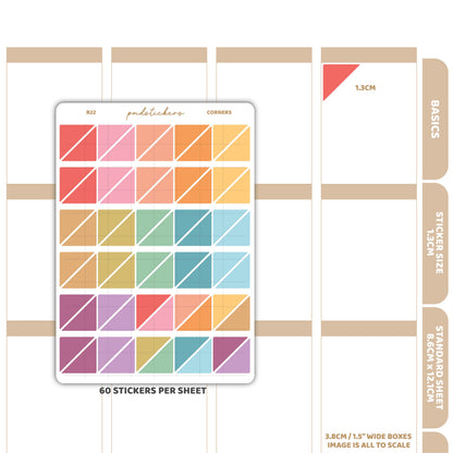 Corner Stickers | Basic Planner Stickers | B22