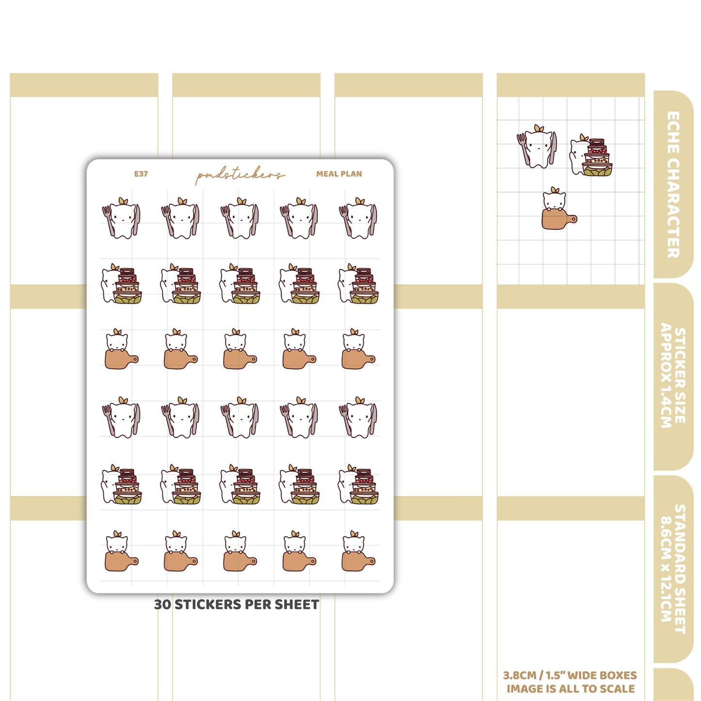 Meal Plan Stickers | Eche Character Planner Stickers | E37