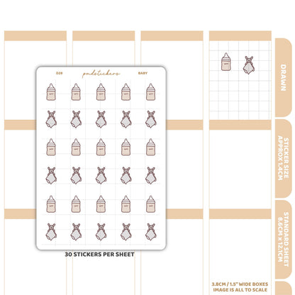 Baby Stickers | Drawn Planner Stickers | D26