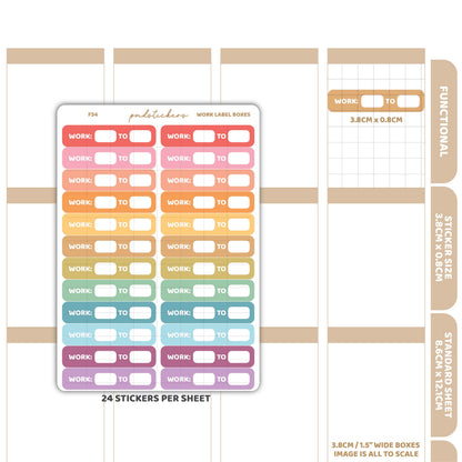 Work Label Box Stickers | Functional Planner Stickers | F34