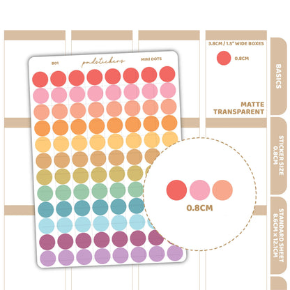 Mini Dot Stickers | Basic Planner Stickers | B01