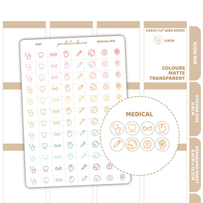 Medical Mix Icon Dot Stickers | Planner Stickers | IM33