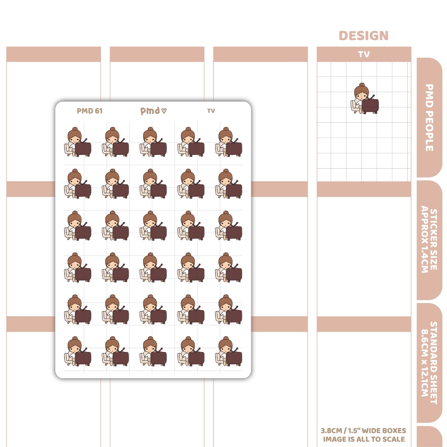 Tv Stickers | PMD People Planner Stickers | PMD61