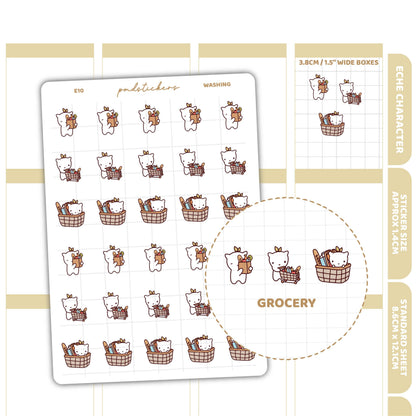 Grocery Stickers | Eche Character Stickers | Planner Stickers | E10