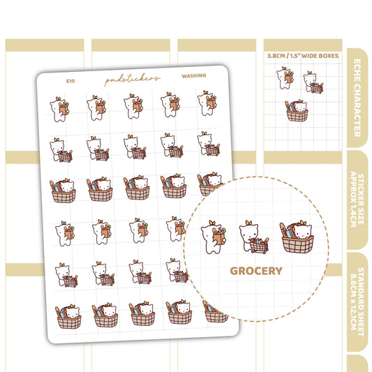 Grocery Stickers | Eche Character Stickers | Planner Stickers | E10