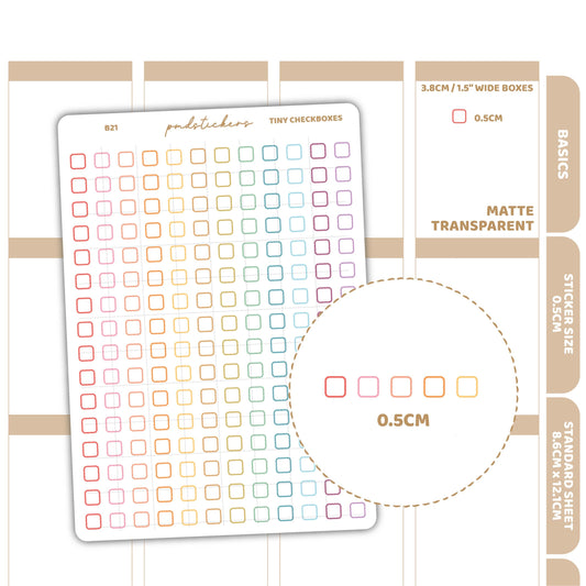 Tiny Checkbox Stickers | Basic Planner Stickers | B21