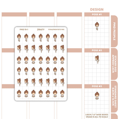 Yoga/Meditate Stickers | PMD People Planner Stickers | PMD19