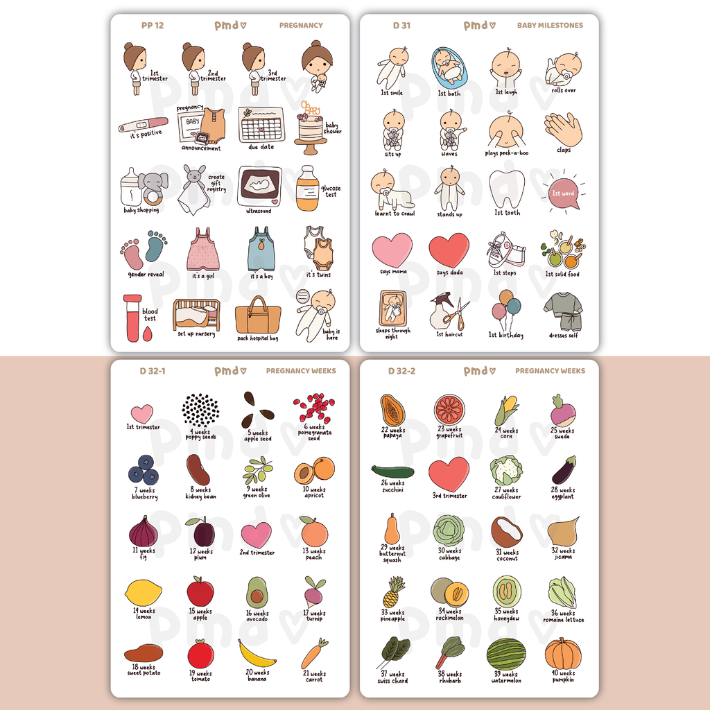 Pregnancy Sticker Bundle | 4 Sheets | BU01 (4)