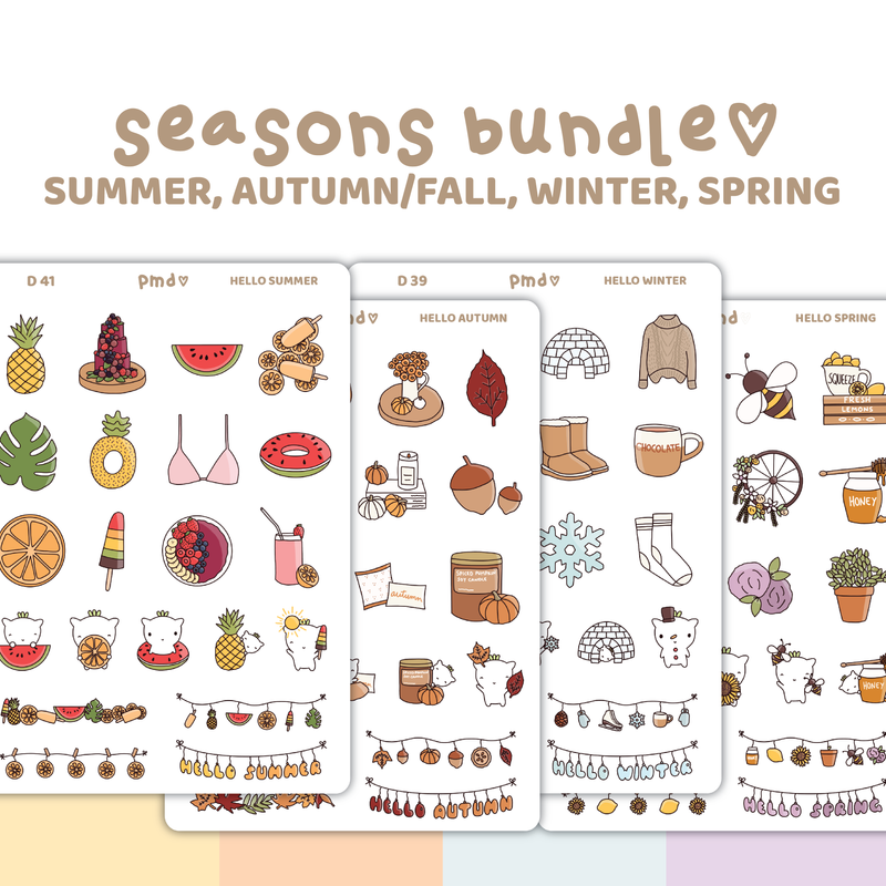 Seasons Sticker Bundle | 4 Sheets | BU03 (4)