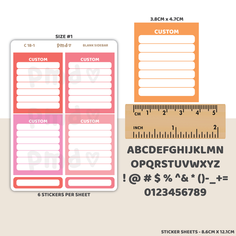 Custom Blank Sidebar Box Stickers | C18