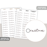 Custom Checkdot Thin Script Word Stickers | Minimalist | C30