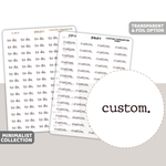 Custom Typewriter Font Word Stickers | Minimalist | C37