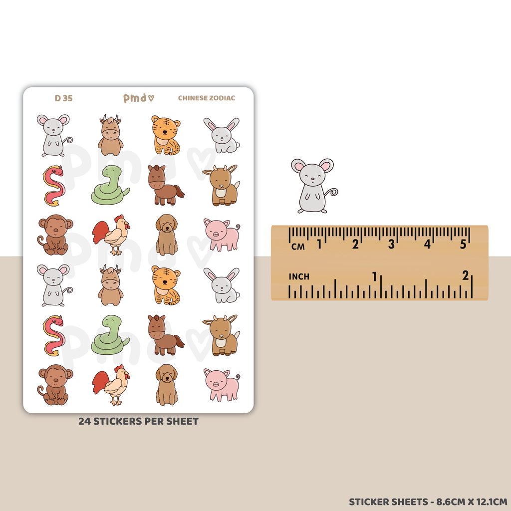 Chinese Zodiac Doodle Stickers | D35
