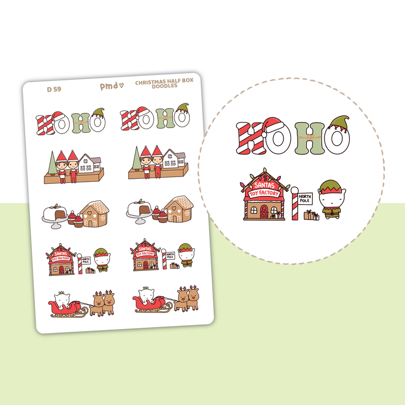 Christmas Half Box Doodles Stickers | D59