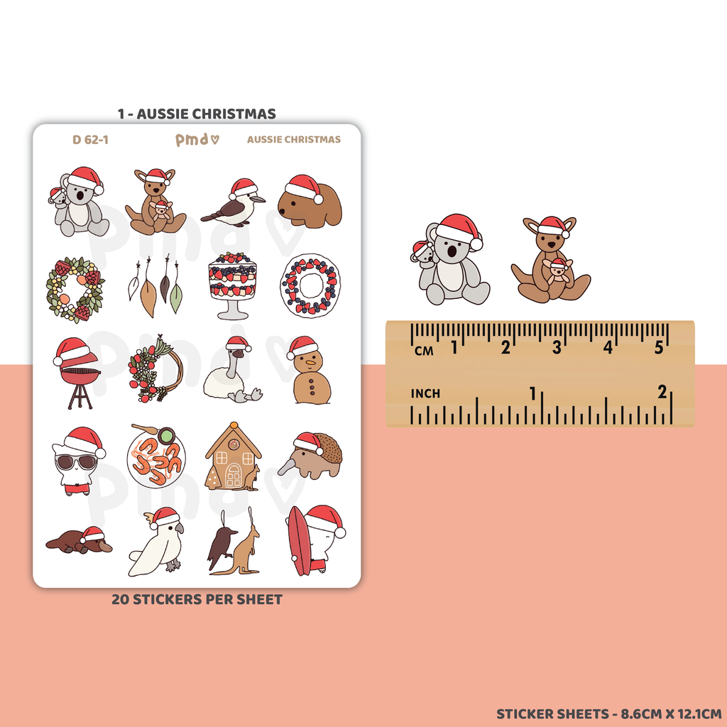 Aussie Christmas & Countdown Stickers | D62