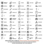 Custom Micro Outline Icon Dot Stickers | Any 2, 4, 6 or 12 Icons per sheet | Minimalist | C39