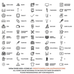 Custom Small Outline Icon Dot Stickers | Any 2, 4 or 8 Icons per sheet | Minimalist | C35
