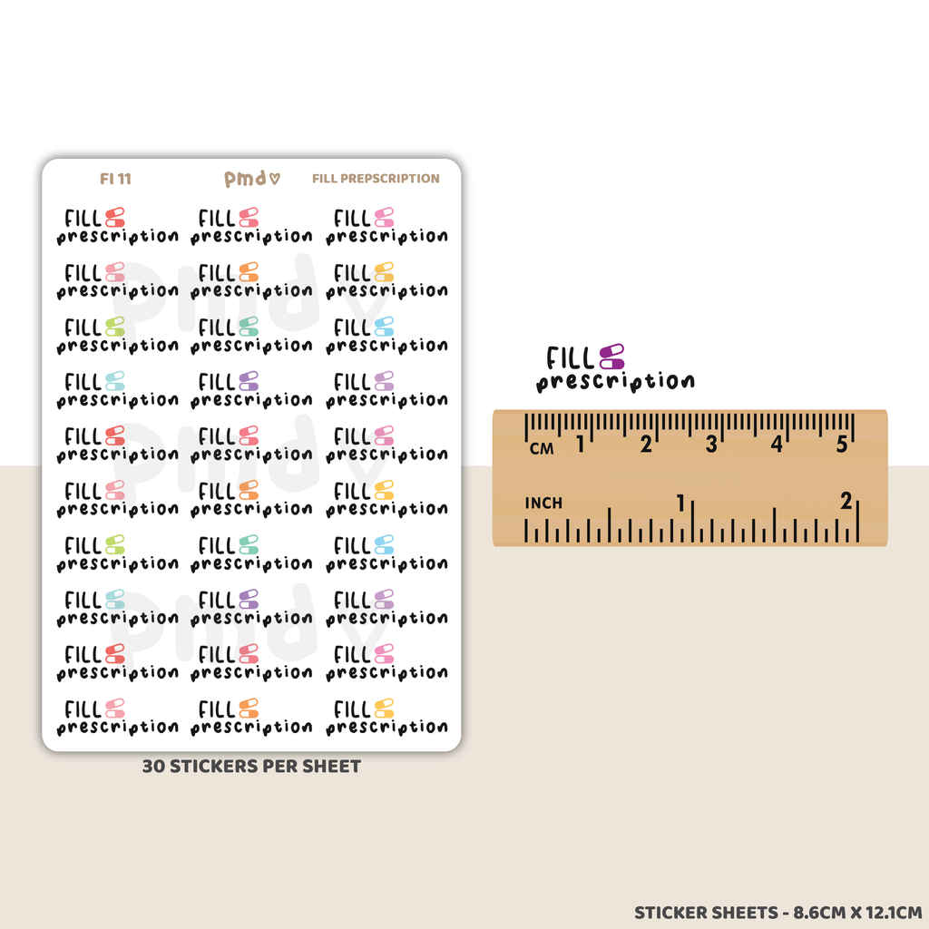 Fill Prescription Stickers | FI11